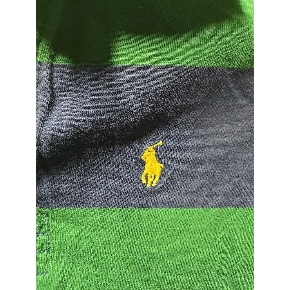Polo Ralph Lauren Striped Rugby Polo Long Sleeve Boys Size Small‎ Green Blue